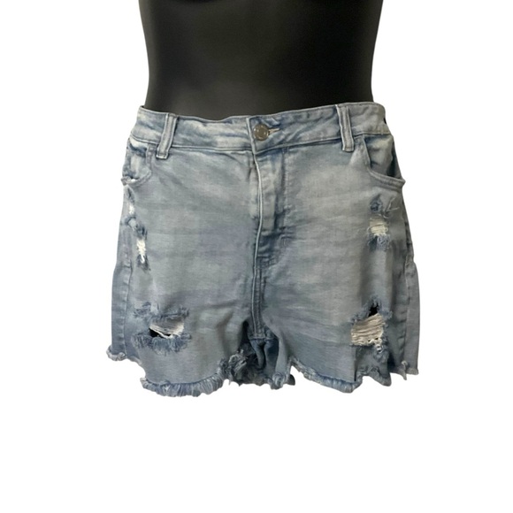 Cello Light Wash Blue Denim Jean Short SZ 20 Women Distresses Destroyed Summer - Picture 1 of 8